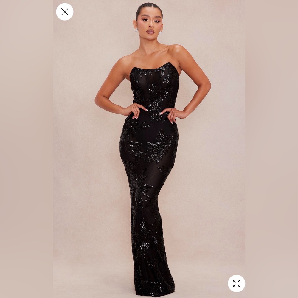Black Sequin Mesh Gown size M